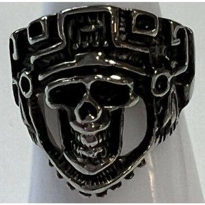 Jewelry Ring New Stainless Steel Skull 10 mm Biker Silver Tone Never Rust S-7.75